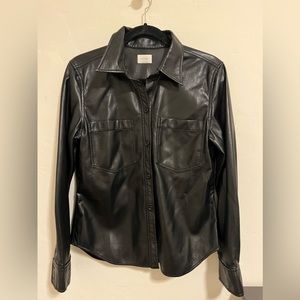 Aritzia Wilfred The Ganna Shirt Jacket Black Faux Leather